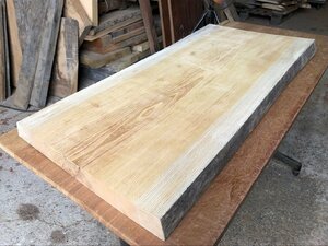 【P160】欅 板材 一枚板 材料 天然木 無垢材 木材 材木 極上杢 乾燥材 銘木 DIY テーブル 910×～465×42㎜《 鬼童銘木》