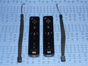 Wiiリモコン２個セット ストラップ付き 黒(ブラック) RVL-003 任天堂 Nintendo