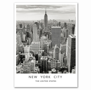 G1708 NY ニューヨーク 景色 モノクロ ヴィンテージ レトロ モダンキャンバスアートポスター50×70cm 海外製 枠なし 