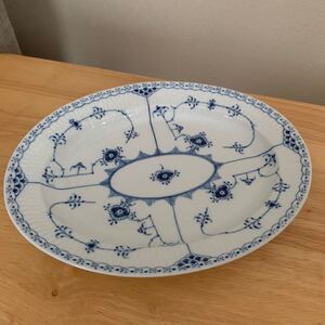 ロイヤルコペンハーゲン ブルーフルーテッド ハーフレース プレート オーバル 30cm 大皿 ROYAL COPENHAGEN