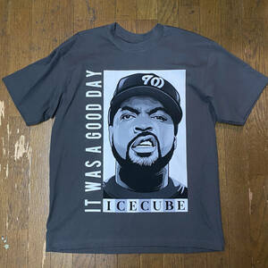 ラスト1 LA発【3XL】ICE CUBE アイスキューブ グラフィック 半袖 ヘビーウェイト Tシャツ HIPHOPレジェンド N.W.A チャコールグレー 西海岸