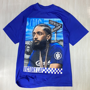 LA発【L】Nipsey ニプシーハッスル 半袖 グラフィック ヘビーウェイト Tシャツ 青 HIPHOP ヒップホップ VICTORY LAP ビクトリーラップ