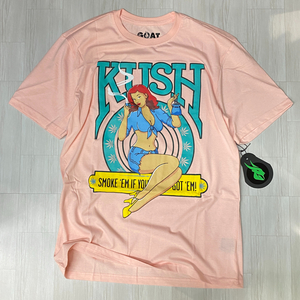 USA正規品 【L】 GOAT Solo ゴートソロ KUSH クッシュ グラフィック 半袖 Tシャツ ピンク ストリート オーバーサイズ ロサンゼルス (GT5)