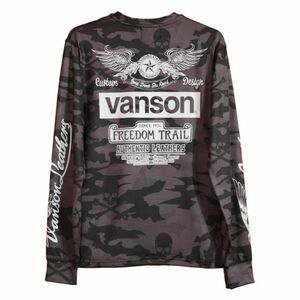 VANSON ドライ長袖Tシャツ ACVL-904 カモフラ【XLサイズ】バンソン 当店別注 吸汗速乾 抗菌防臭 UVカット ハーレー バイカー