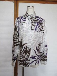  Bally *40* pattern shirt * silk shirt * with logo * silk * pattern * long sleeve shirt * purple series shirt * clothes * Western-style clothes *BALLY* brand * high class * made in Japan 