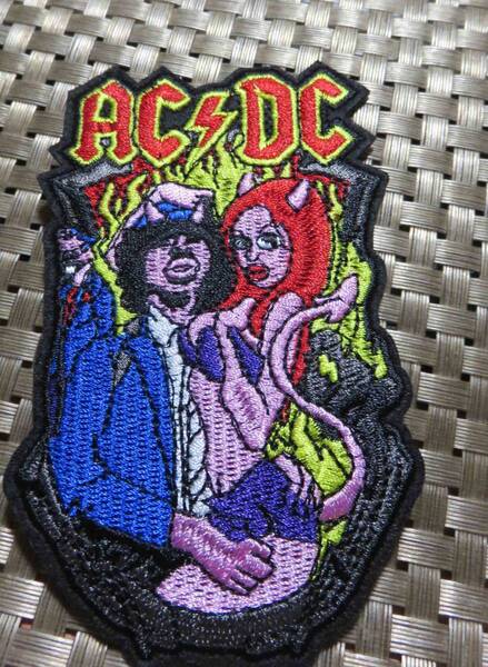 新品AC/DCオーストラリア　AUヘビーメタルバンド　 角　デビル　悪魔　刺繍ワッペン（パッチ）■ミュージック　音楽　楽器　仲間　◇激シブ