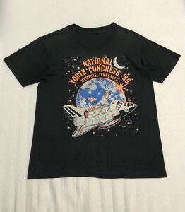 80s 90s ヴィンテージ NASA プリント Tシャツ 黒 L前後 アメリカ スペースシャトル 宇宙 80年代 90年代 USA製 米国 ナサ ビンテージ