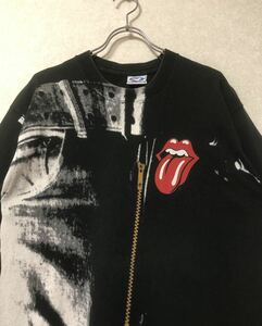 90s LIQUID BLUE The Rolling Stones USA製 ザ・ローリングストーンズ 総柄 L ツアー ロック バンド Tシャツ 黒 ビンテージ VOODOO 80s