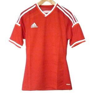 新品未使用◆送料185円●(S)アディダス adidas 赤VネックアディゼロTシャツ/クライマクール