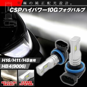 H16 CSPハイパワー10G CSP素子搭載 LEDフォグ バルブ 左右セット 6500K 消費電力/8W 無極性 12V専用 H16/H11/H8兼用