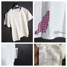 le coq sportif WOMEN ルコックスポルティフ ウィメン デサント チェック柄 デカロゴプリント 大プリント 半袖 Ｔシャツ 白 ホワイト L_画像3