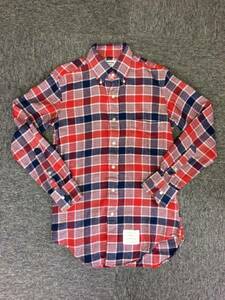 トムブラウン THOMBROWNE ボタンダウン チェック ネルシャツ サイズ0 クロスインターナショナルタグ付き アメリカ製 レッド