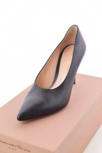 Gianvito Rossi CAMOSCIO NERO ポインテッドトゥ レザー パンプス 37 ブラック ジャンヴィトロッシ KL4QCBHL50