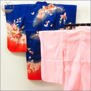  кимоно 10.. ребенок кимоно "Семь, пять, три" для девочки 7 лет для золотая краска Mai бабочка ... Sakura .. градация нижняя рубашка комплект . длина 101cm.46cm [ включение в покупку возможно ] **