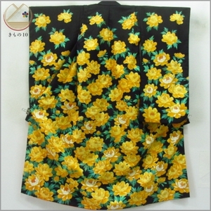* кимоно 10* 1 иен .. ребенок кимоно Junior для для девочки желтый .. цветок .. длина 134cm.52cm [ включение в покупку возможно ] **