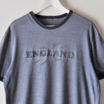 90s ENGLAND イングランド リンガーTシャツ ロゴプリント L グレー パープル ネイビー フェード ダメージ / ヴィンテージ ユーロ 80s USA_画像3