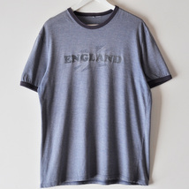 90s ENGLAND イングランド リンガーTシャツ ロゴプリント L グレー パープル ネイビー フェード ダメージ / ヴィンテージ ユーロ 80s USA_画像1