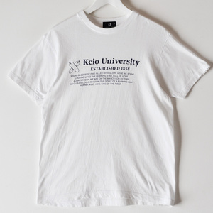 90s Keio University 慶応義塾大学 カレッジ Tシャツ ホワイト 白 サイズM ペンロゴ / ヴィンテージ wakatte.tv ペンには剣に勝る力あり