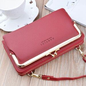 ■ショルダーバッグ ☆レッド☆ 長財布 カードケース お財布ポシェット