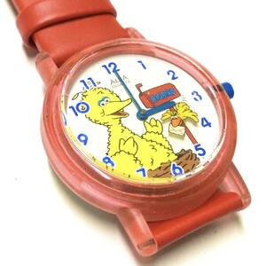 [ retro rare, battery & belt new goods replaced ]ALBA Sesame Street Big Bird wristwatch 