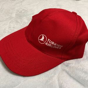 【未使用】ターキッシュ エアライン キャップ 帽子 TURKISH AIRLINES フリーサイズ 赤 レッド トルコ 航空 会社 希少品 メンズ レディース