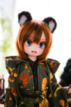 【Fuchs*】DDH-27カスタムヘッド(難有り) セミホワイト肌 MDD+ケモ耳尻尾+デカールアイ3種(化け狸)_画像6