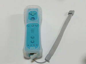 R011【送料無料 即日発送 動作確認済】Wii リモコン ストラップ　ジャケット 任天堂 Nintendo 純正 RVL-003 ブルー 青 コントローラー