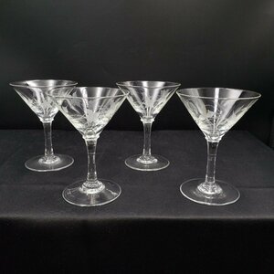 切子グラス 切子ガラス 4客 高さ約10cm 酒器 コップ グラス 透明 かわいい キラキラ おもてなし カクテルグラス ワイングラス[60s466]