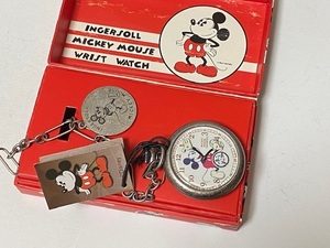 Disney Disney Mickey Mouse Design -Design -Controlled Pocket Watch Hate Display Неиспользованный.