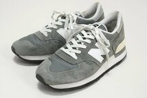 New Balance ◆M990 スニーカー グレー 26cm 復刻モデル レザー×メッシュ ローカット Made in USA ニューバランス◆E-2_画像1