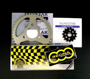 KSR80 Sunstar rom and rear (before and after) sprocket + regina 420 strengthen gold chain set new goods 