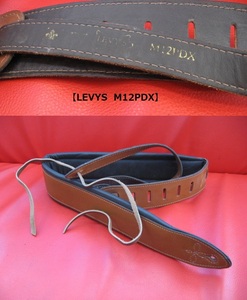 * postage \185~* control LEV-M12 * prompt decision * guitar strap USED *LEVY'S (re vi -s) / M12PDX/Brown *USED