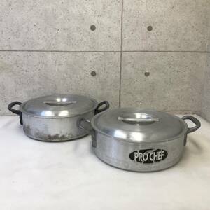 【埼玉発 直接引取り可】EBM PROCHEF プロシェフ 外輪鍋 39cm 蓋付 2 個セット 両手鍋 厨房 I622-5