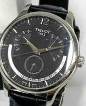 稼働品 ティソ　TISSOT 1853 黒文字盤 箱付き TO 63637 A メンズ腕時計 ラウンドフェイス カy15_画像6