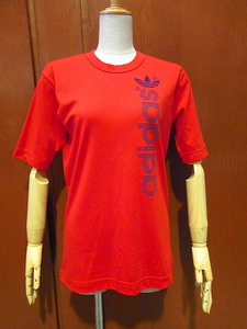 ビンテージ80's●adidasプリントTシャツ赤size XL●220602r6-m-tsh-ot古着半袖シャツアディダススポーツUSA