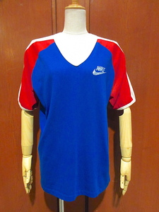  Vintage 70's*NIKE orange swoshu sleet -nV шея футболка size L*220616r2-m-tsh-ot б/у одежда Nike рубашка с коротким рукавом USA производства 