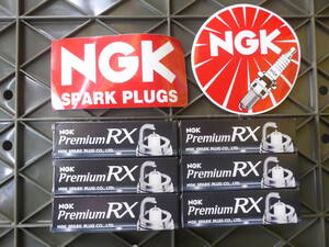 点火プラグ NGK PremiumRX BKR6ERX-PS 6本 四角ステッカー・丸ステッカー付き