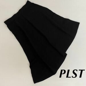 PLSTプラステ　黒アシメントリーニット素材　フレアースカート　サンプル品