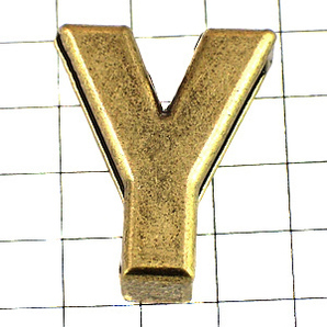 ピンバッジ◆アルファベット「Ｙ」アンティーク真鍮色 ピンズ 大文字 ブロック体 ブロンズ色 ピンバッチ ALPHABET #Y ピンズの画像1