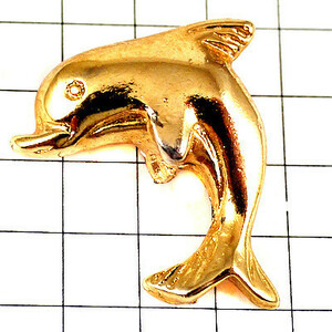  значок * дельфин золотой цвет Dolphin один голова * Франция ограничение булавка z* редкость . Vintage было использовано булавка bachi
