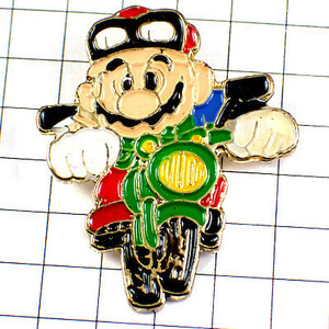  значок * Super Mario Brothers nintendo мотоцикл зеленый цвет мотоцикл 2 колесо . едет * Франция ограничение булавка z* редкость . Vintage было использовано булавка bachi