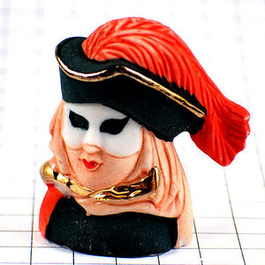 フェブ・ヴェニスのカーニバル赤い羽飾りのマスク仮面◆フランス限定フェーヴ◆ガレットデロワFEVEフェブ小さな置き物