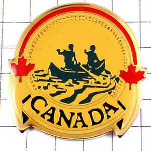 ピンバッジ・カナダ赤い国旗のカエデ楓ボート波間の船◆フランス限定ピンズ◆レアなヴィンテージものピンバッチ