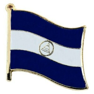 ピンバッジ◆ニカラグア 国旗デラックス薄型キャッチ付き 中米連邦 の青と白 ピンズ NICARAGUA FLAG ピンバッチ タイタック