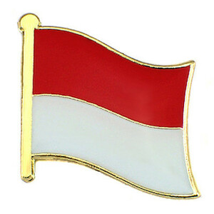 ピンバッジ◆インドネシア 国旗デラックス薄型キャッチ付き 赤と白 ピンズ INDONESIA FLAG ピンバッチ タイタック