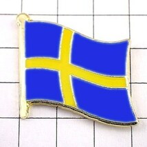 ピンバッジ◆スウェーデン 国旗デラックス薄型キャッチ付き 黄色い十字ブルー ピンズ SWEDEN SVERIGE FLAG ピンバッチ タイタック_画像1