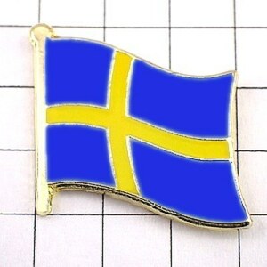 ピンバッジ◆スウェーデン 国旗デラックス薄型キャッチ付き 黄色い十字ブルー ピンズ SWEDEN SVERIGE FLAG ピンバッチ タイタック