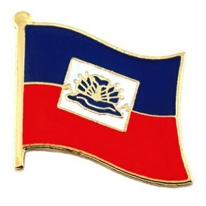 ピンバッジ◆ハイチ 国旗デラックス薄型キャッチ付き 赤と青 ピンズ HAITI FLAG DRAPEAU ピンバッチ タイタック