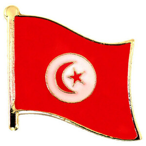 ピンバッジ◆チュニジア 国旗デラックス薄型キャッチ付き 三日月とスター星 ピンズ TUNISIE DRAPEAU TUNISIA FLAG ピンバッチ タイタック