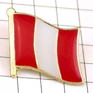 ピンバッジ◆ペルー 国旗デラックス薄型キャッチ付き 赤と白 ピンズ PERU BANDERA FLAG ピンバッチ タイタック